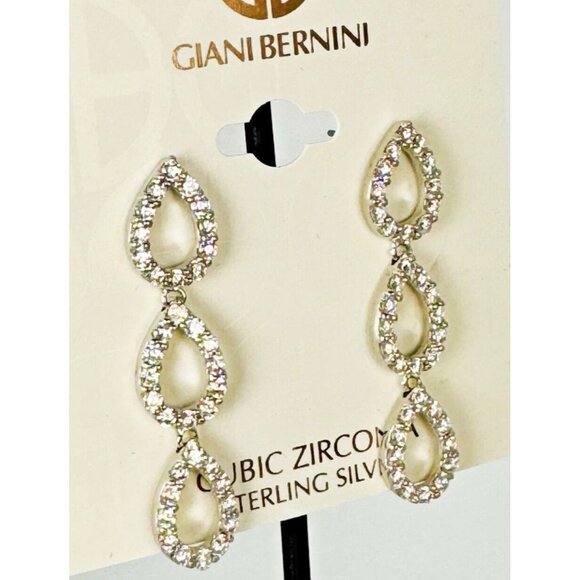 Giani Bernini CZ Drop Earrings 18k Gold-Plated Sterling Silver NWT $100 MSRP - Picture 5 of 10